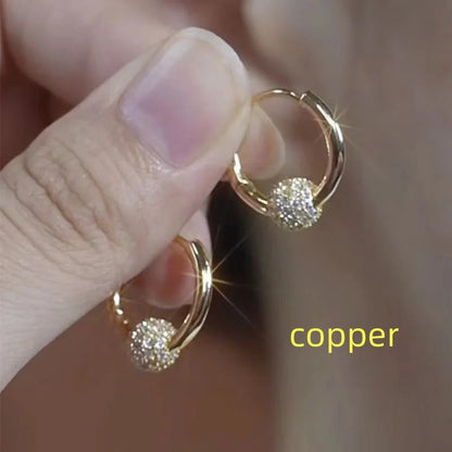 French Retro Drop Earrings – Glazed Semi-Circular Zircon Inlaid Luxury Earrings for Women, Perfect Party Jewelry