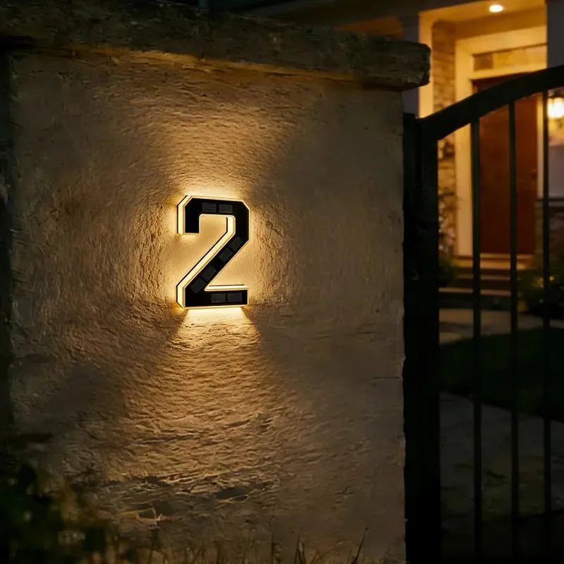 Custom Solar LED House Numbers - Waterproof Luminous Address Sign for Outdoor Wall & Door Decor