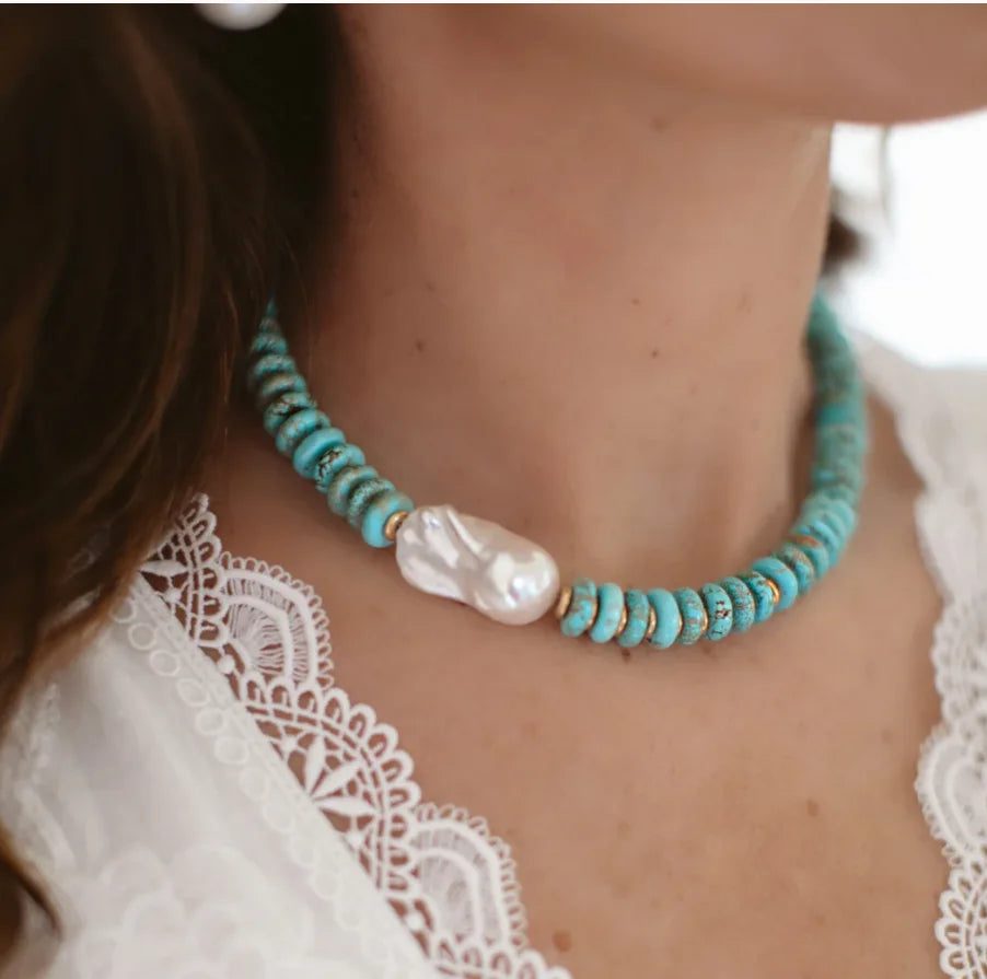 Luxury Pearl Necklace for Women - Adjustable Square Chunky Resin Statement Jewelry