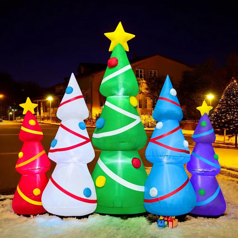 Merry Christmas Tree Arch Inflatable – Santa Claus Sleigh Decoration with LED Light for Home, Garden, and New Year Party Decor