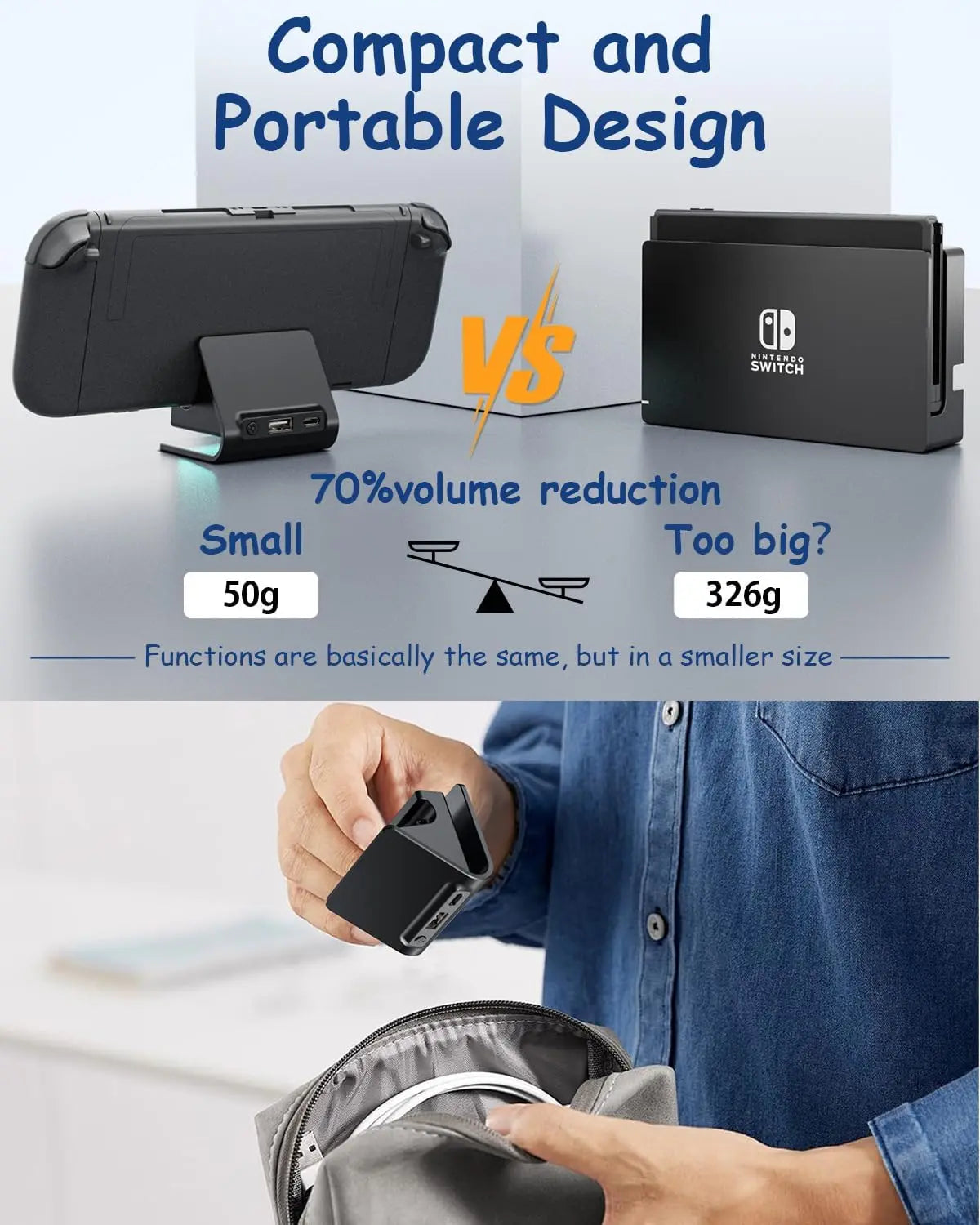 RGB Charger Dock for Nintendo Switch – Portable Charging Stand for 2 Joy-Con Controllers