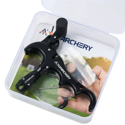 Toparchery Adjustable 4 Finger Compound Bow Release - Aluminum Aid for Archery Accessories, 360 Degree Rotation