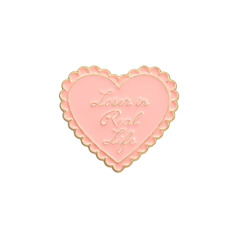 Pink Heart Brain Ghost Enamel Brooch – Gothic Retro Radio & TV Badge, Funny Punk Lapel Pin Jewelry Gift