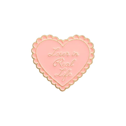 Pink Heart Brain Ghost Enamel Brooch – Gothic Retro Radio & TV Badge, Funny Punk Lapel Pin Jewelry Gift
