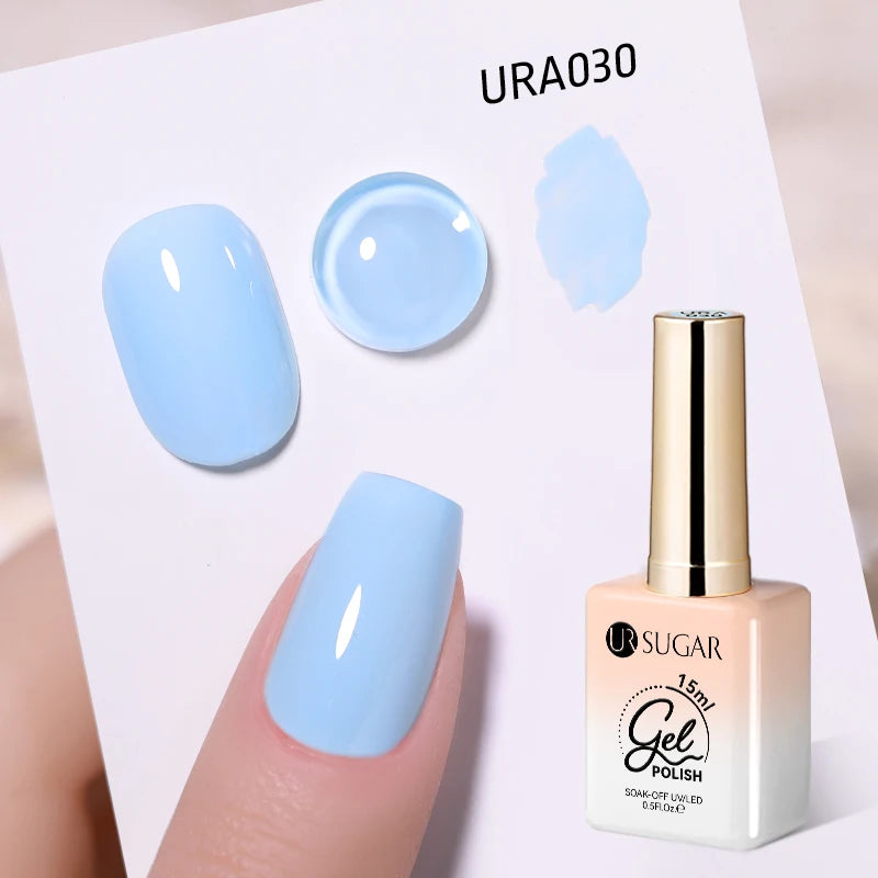 UR SUGAR 15ml Jelly Milky White Gel Polish – Translucent UV Soak Off Nail Art Varnish Semi-Permanent Fashion Nail Color