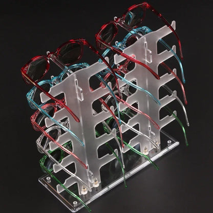 10-Pair Clear Acrylic Sunglasses Display Rack – Eyeglass Frame Organizer & Show Holder