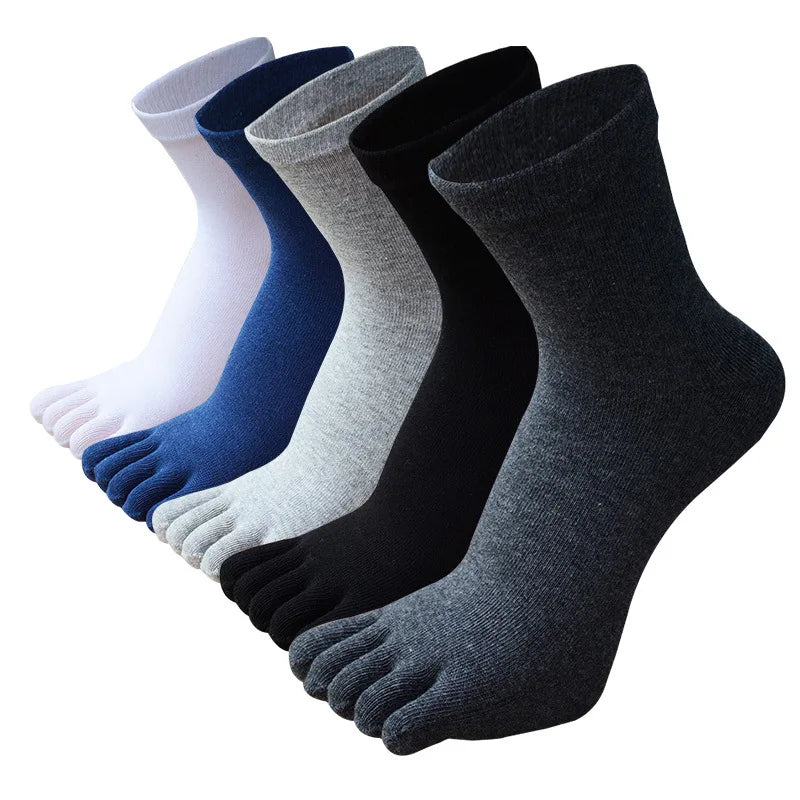 Men's Finger Socks – Breathable, Sweat-Absorbing Cotton, Elastic Sports & Business Socks for Comfort and Style