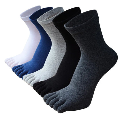 Men's Finger Socks – Breathable, Sweat-Absorbing Cotton, Elastic Sports & Business Socks for Comfort and Style
