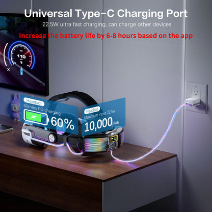 WOLMTT 10000mAh Head Strap Battery - 22.5W Fast Charging Power Pack for Meta Quest 3 & Quest 3S with 6-8 Hour Extended VR Battery Life
