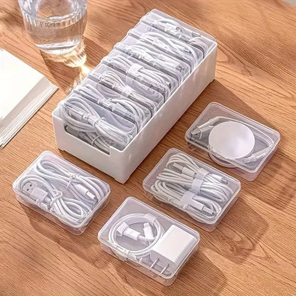 Cable Organizer Storage Box Set - Durable Plastic Charging Cord, Mobile Device & Office Supplies Storage