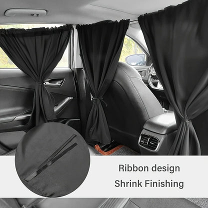 4PCS Car Privacy Curtain Set – Detachable Window Shade Covers for Travel, Camping & Night Rest, Universal Car Sun Privacy Drapes