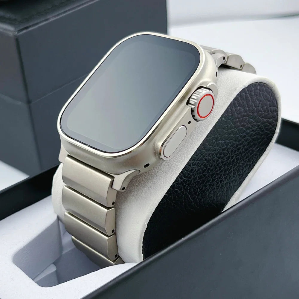 Titanium Band for Apple Watch Ultra 2 - 49mm, 45mm, 44mm, 42mm Strap for iWatch Series 9, 8, 7, 6, SE, 5, 4, 3 - Luxury Men’s Bracelet