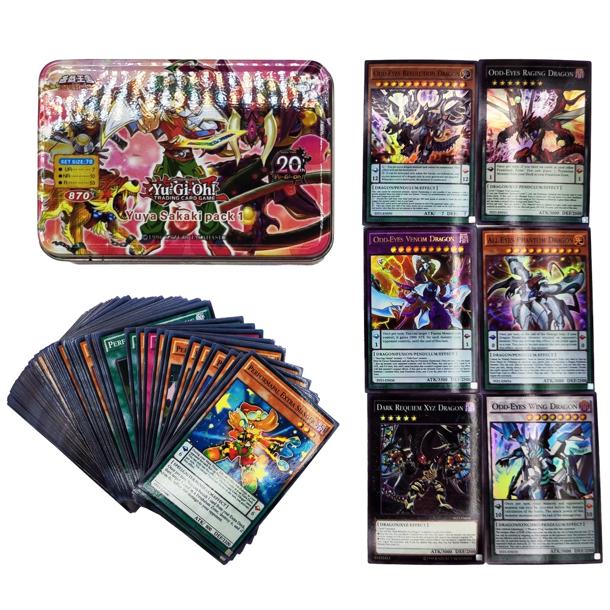 Yu-Gi-Oh! Kaiba Pack 3 Card Deck - English TCG Holographic Blue-Eyes White Dragon Cards with Tin Box