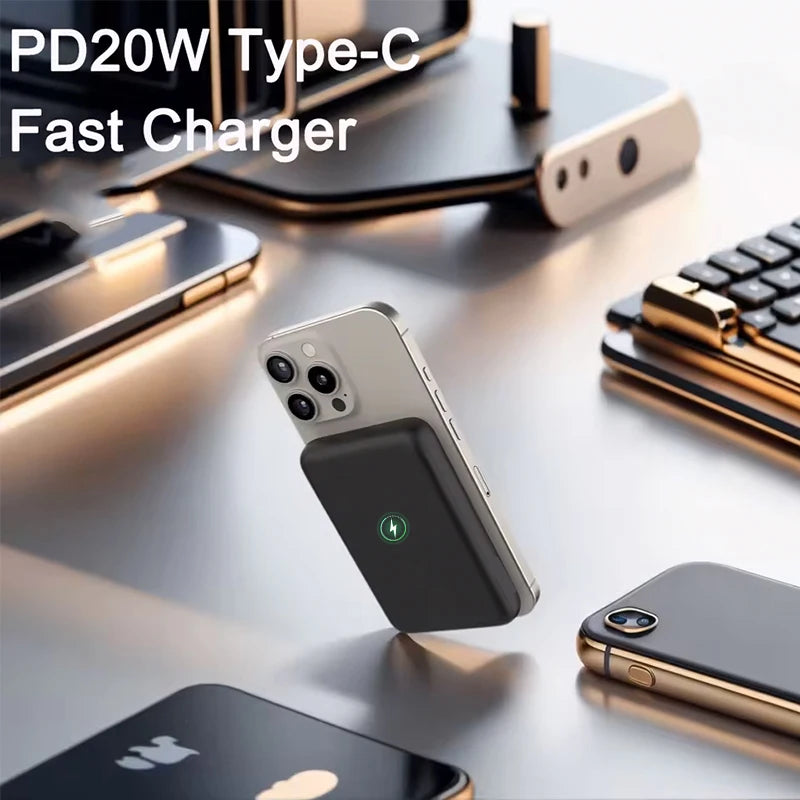 Magnetic Wireless Charger 10000mAh Power Bank – 15W PD Fast Charging Portable Battery Pack for iPhone 12–17 Series & Magnetic Charging Support
