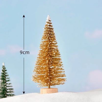 Mini Artificial Christmas Tree Figurine — Sisal, Silk & Cedar Pine for Fairy Garden, Micro Landscape & New Year Decor