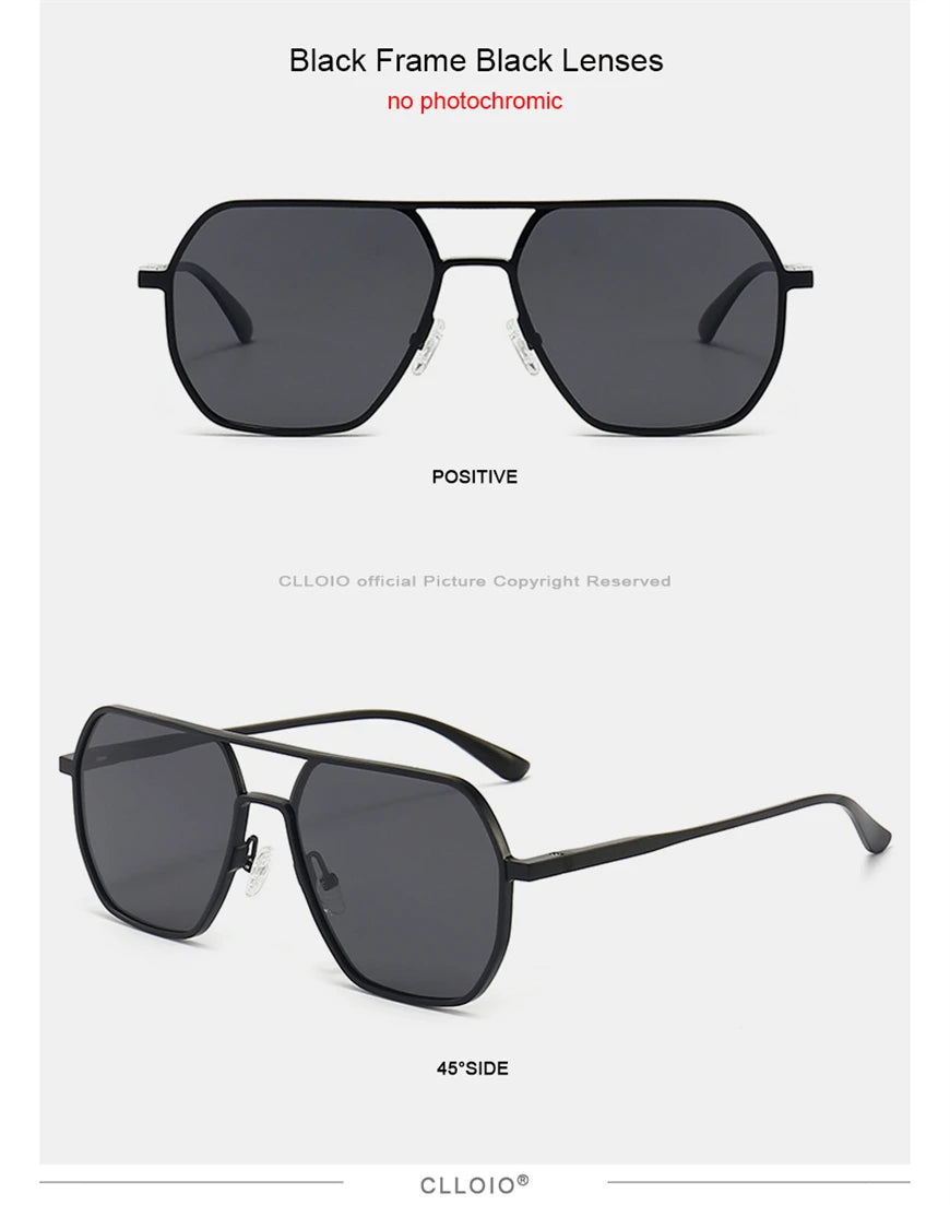 CLLOIO Fashion Aluminum Photochromic Sunglasses – Polarized Chameleon Anti-Glare Driving Glasses for Men & Women