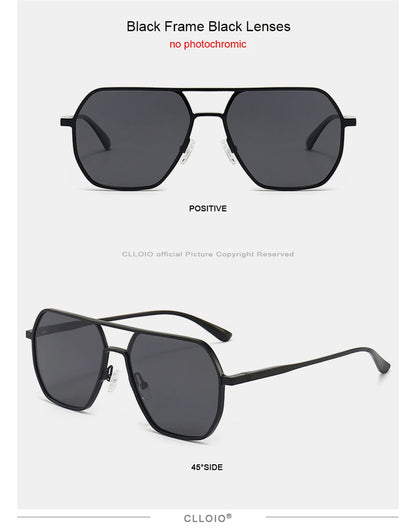 CLLOIO Fashion Aluminum Photochromic Sunglasses – Polarized Chameleon Anti-Glare Driving Glasses for Men & Women