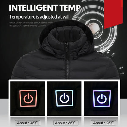 31-Zone Smart USB Heated Jacket for Men & Women – Waterproof Polyester Thermal Coat for Winter, Skiing, and Outdoor Activities