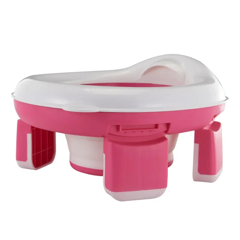 3-in-1 Foldable Travel Potty Seat - Portable Silicone Baby Toilet Trainer with Disposable Bags for Kids