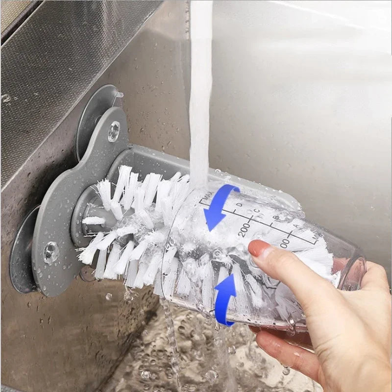 Efficient Sink Water Bottle and Glass Cup Cleaning Brush with Strong Suction - Lazy Clean Kitchen Tool for Goblets, Mugs, and More