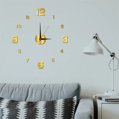 3D Luminous Wall Clock - Frameless Acrylic DIY Digital Clock Wall Stickers - Mute Clock for Living Room, Bedroom, Office Wall Decor