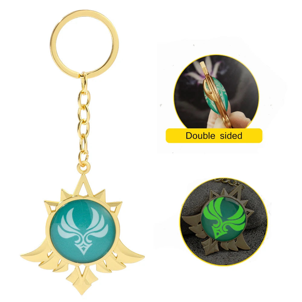 Genshin Impact Venti Eye Keychain 1:1 – Luminous Anime Cosplay Key Ring Backpack Pendant Gaming Accessories Gift