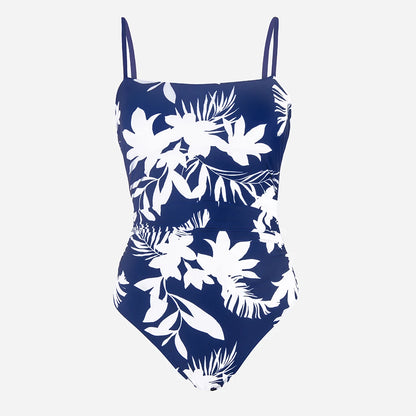 CUPSHE Leaf Print Square Neck One-Piece Swimsuit for Women – Sexy Backless Shirred Monokini Swimwear 2023 Beach Bathing Suit