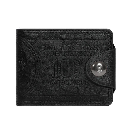 Men’s Leather Wallet with 100 Dollar Pattern — Large Capacity Card Holder Purse Bag