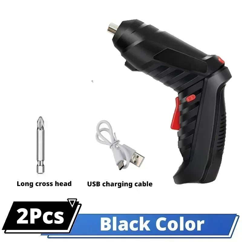 Portable Cordless Electric Screwdriver - 2-in-1 90° Rotating Rechargeable Power Tool with LED Light for Home, Office, and DIY Repairs