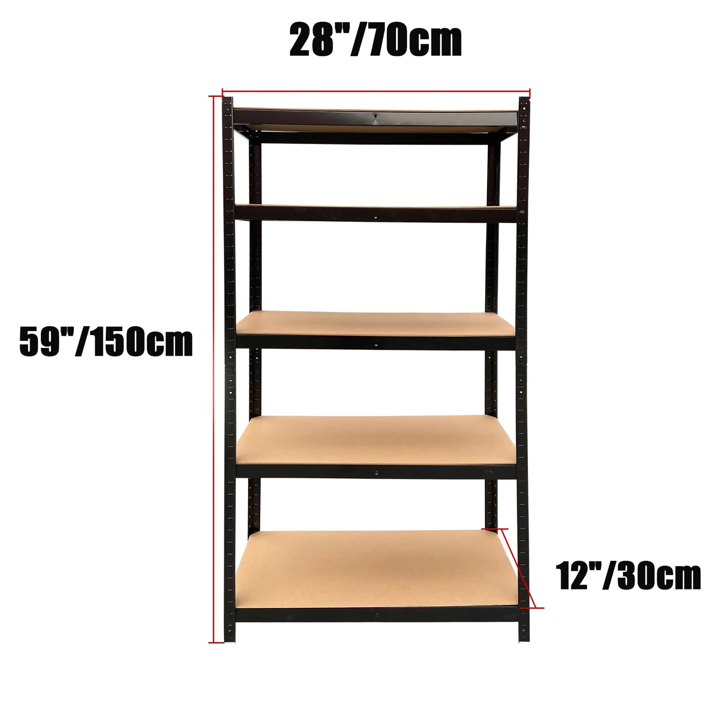 150-200CM Heavy Duty Garage Storage Shelves – 1929LBS Load, Adjustable 4/5 Tier Metal Racking for Home & Warehouse