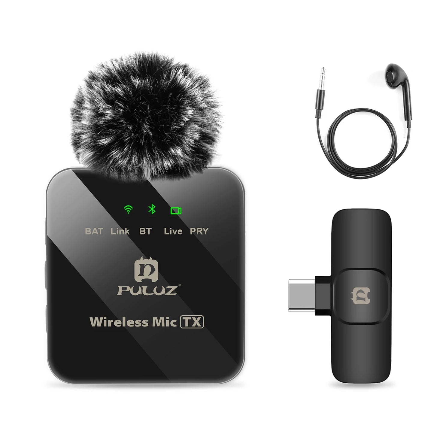 PULUZ Wireless Lavalier Microphone – Portable Mini Mic for iPhone & Android, Audio/Video Recording & Live Broadcast