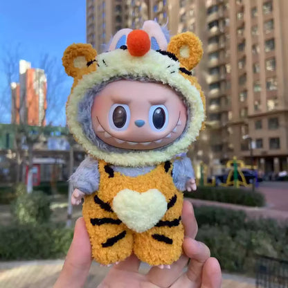 Labubu 17cm Heartbeat Macaron Monkey Toy – Stand-Up Dress-Up Jacket & Pants Suit