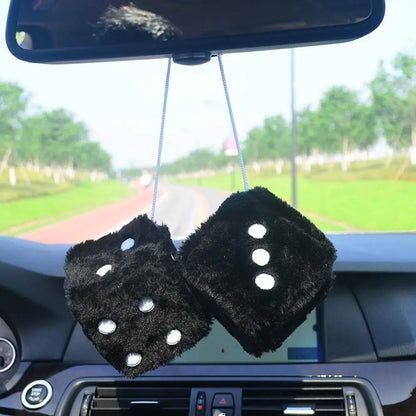 Long Hair Hot Stamping Dot Dice Plush Toy Cube – Anime Car Ornament & Decoration Pendant Accessory