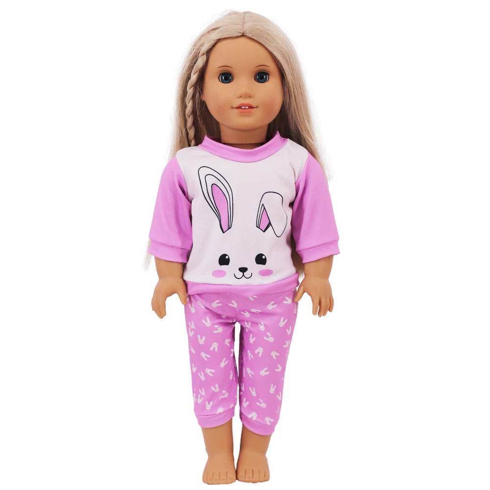 18-Inch Doll Nightdress Outfit — Purple Series Clothes for American & 43CM Baby Dolls, Our Generation Doll Gift