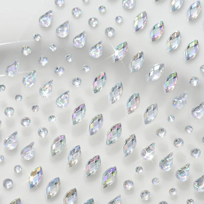 3D Holographic Teardrop Rhinestone Stickers - Self-Adhesive Crystal Diamond Face, Eye & Hair Decoration Tattoos