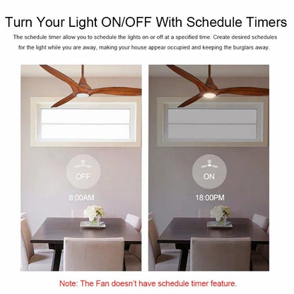 Tuya WiFi Smart Ceiling Fan Light Kit – Remote & App Control, Adjustable Speed, Alexa & Google Home Compatible
