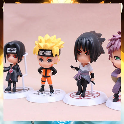 6pcs Naruto Mini Figures Set – Sasuke, Gaara, Uchiha Madara 7-8cm Anime Collectible Figurines with Base