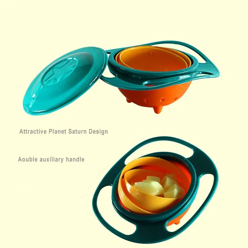 Universal Gyro Bowl – 360° Rotary Spill-Proof Feeding Dish & Balance Training Toy for Children