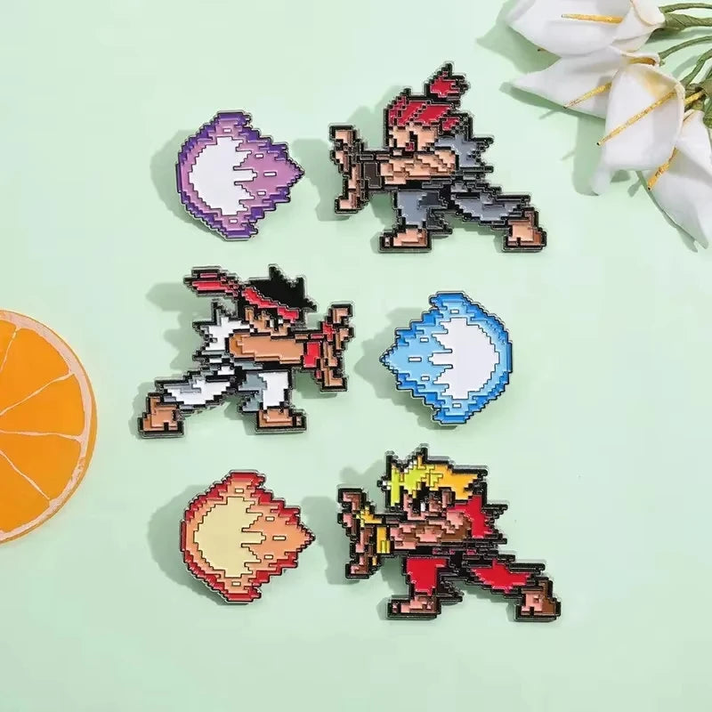 Pixel Arcade Game Enamel Pins - Creative Retro Gaming Metal Brooches and Alloy Collectible Accessories for Gifts