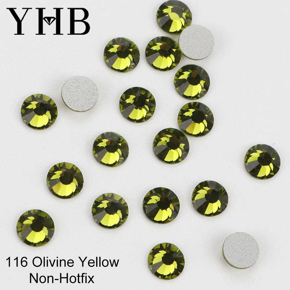 YHB Cold Fix Crystal Flatback Rhinestones - Silver Back Non Hotfix DIY Gems for Nail Art, Bags, Shoes, Garments & Phone Decoration