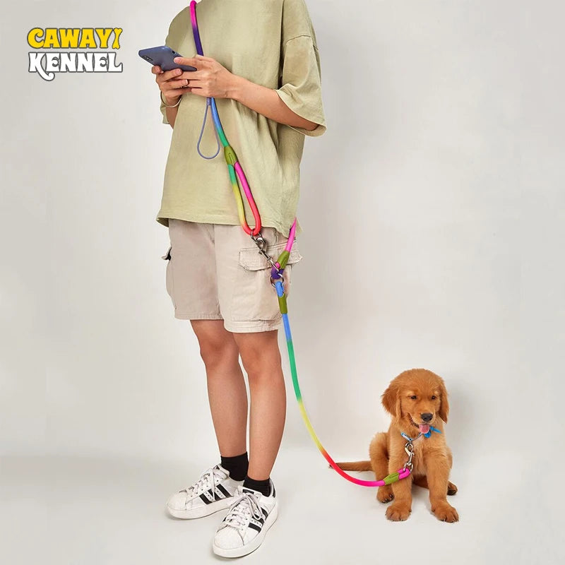 CWAYI KENNEL Reflective Nylon Dog Leashes: Hands-Free Running Traction Rope for Small to Large Dogs - Pet Chain Leads