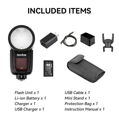 【Do Brasil】 Godox V1 Speedlight Flash - TTL 2.4G HSS for DSLR & Mirrorless Cameras, Compatible with Canon, Sony, Nikon, Fujifilm