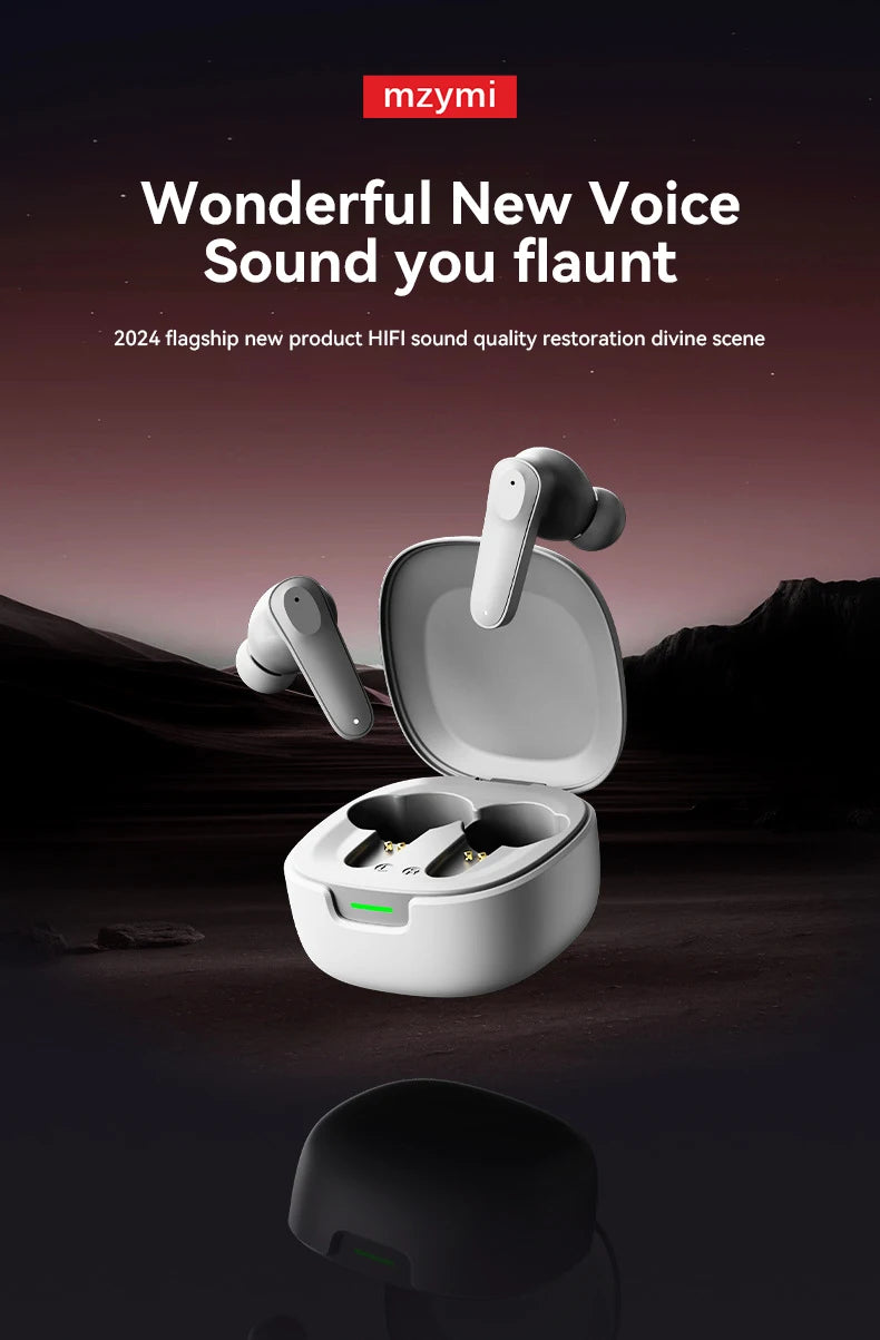 mzymi A98 TWS True Wireless Earbuds | ENC Noise-Reducing Waterproof Sport Headphones