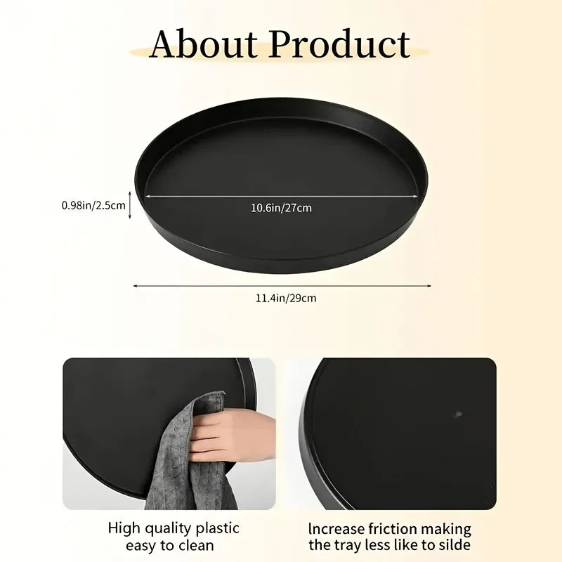 Modern Black Round ABS Tray - Circular Candle Holder Decorative Display Stand