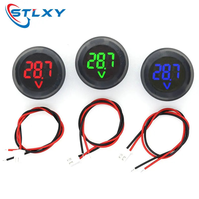 DC 4-100V LED Digital Voltmeter - Circular Two-Wire Display with Reverse Connection Protection
