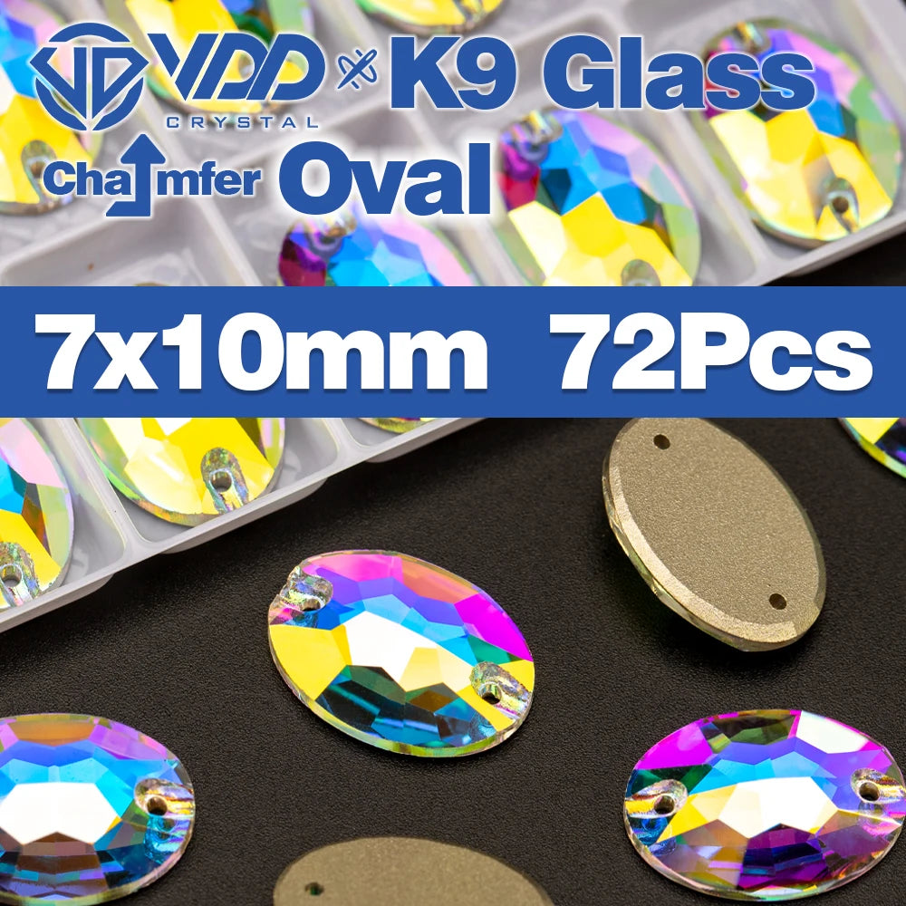 AAAAA K9 Glass Sew-On Rhinestones - AB Crystal Flatback Stones for Wedding Dress & Clothing Accessories
