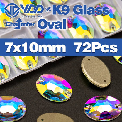 AAAAA K9 Glass Sew-On Rhinestones - AB Crystal Flatback Stones for Wedding Dress & Clothing Accessories