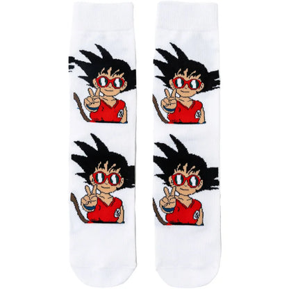 Men’s Dragon Ball Anime Mid Tube Socks - Bandai Cartoon Character Cotton Crew Socks