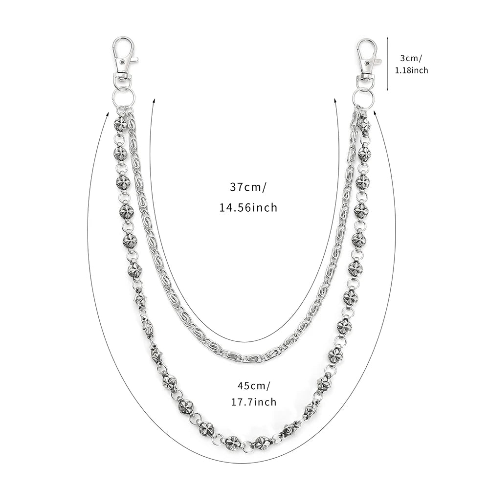 Harajuku Denim Hip Hop Chain - Personalized Punk Double-Layer Waist Chain for Unisex Streetwear