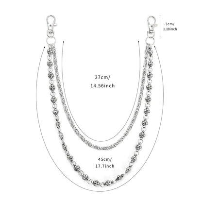 Harajuku Denim Hip Hop Chain - Personalized Punk Double-Layer Waist Chain for Unisex Streetwear